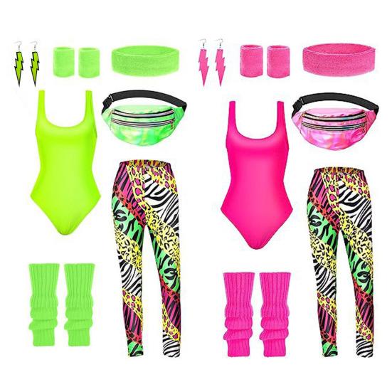 7 шт./комплект Женский ретро-трексуит Спортивная одежда 1980-х Фитнес-наряд Костюм Аксессуары с жилетом