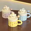 Cute Girl High Value Bear Mug Office Ceramic Mug with Lid Birthday Gift Home Couple Cup