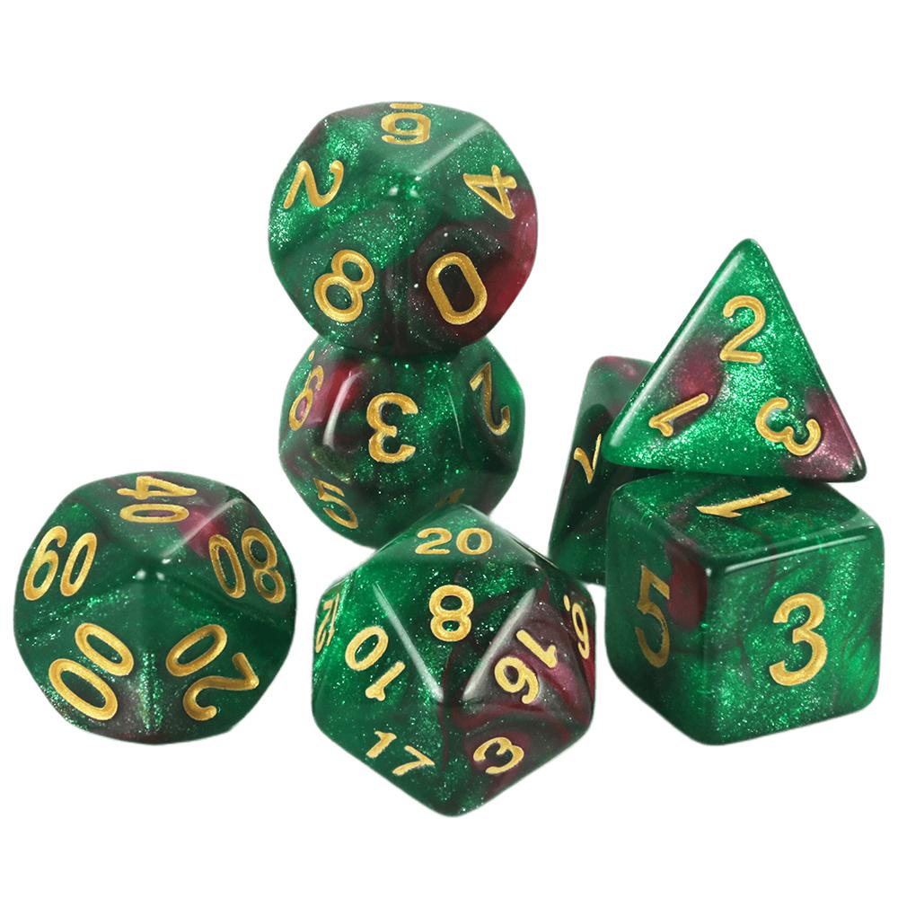 7 шт./набор многогранных D4-D20 блестящих многосторонних акриловых игральных костей для настольной игры DND RPG, аксессуары