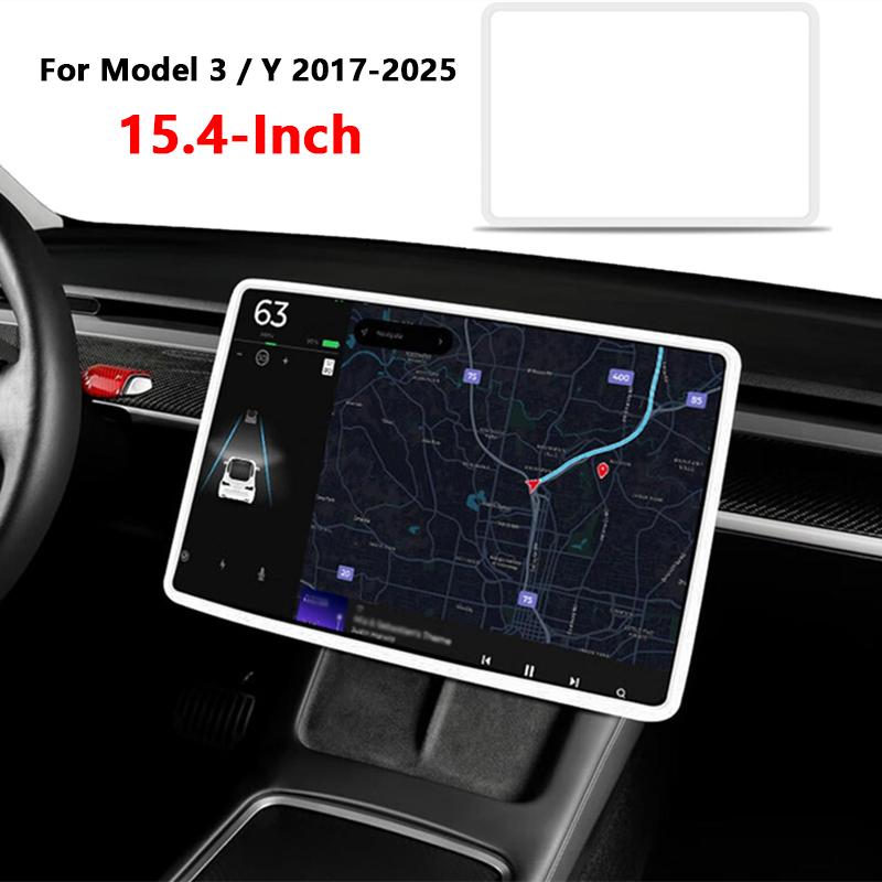 Защитная силиконовая рамка для Tesla Model 3 / Y, защитная пленка для центрального блока управления, дисплея, навигации и экрана, автомобильный аксессуар.