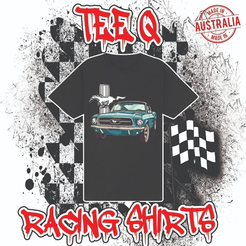 Men's and Women's T-shirts Ford Mustang Black Tee Muscle Car ~ Premium Black Gildan Cotton Tee