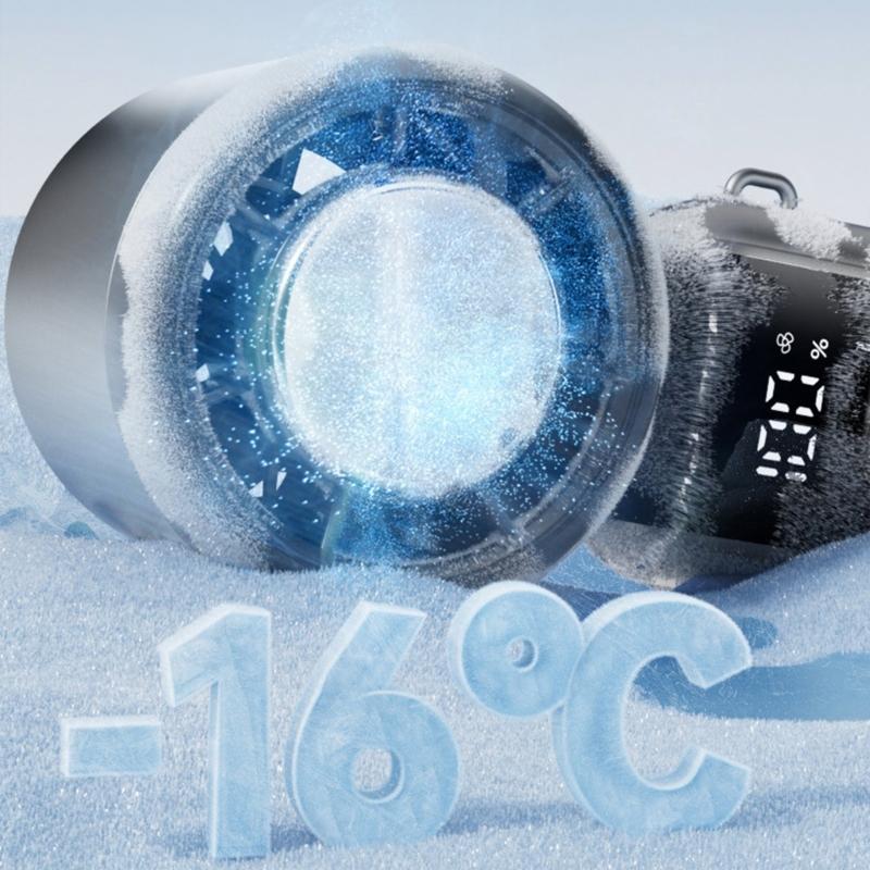 Складной настольный вентилятор с креплением на шею, технология Turbos Cooling, 5 скоростей, светодиодный дисплей, складной, портативный, для летнего использования на улице