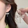 Серьги-стрекозы в корейском стиле с бриллиантами и иглами из серебра 925 пробы - элитные модные украшения для женщин