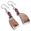 Cappuccino Jasper, Rubillite 925 Sterling Silver Jewelry Earring 2.05" Z7u23