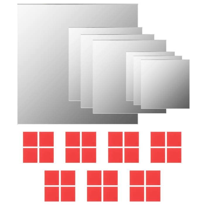 Miroirs muraux - MAISON EXCLUSIVE - Ensemble 7 pcs - Carrés - Sans cadre - Bords polis