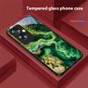 Зеленый мрамор для Oppo A79 5G 58 78 74 60 4G Reno 11F Realme GT 6 11 Note 50 10 C55 X2 Закаленное стекло Черный чехол для телефона