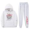 Pink 555555 Print Unisex Hoodie Set Casual Sportswear Couples Lightweight Warm Fleece Lined