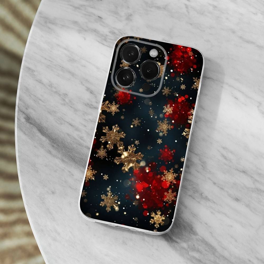 Snowflakes Art Christmas Case For iPhone 15,11,12,13,16,14,17,Pro,Max,Plus,SE,Mini,X,XS,XR, Transparent Soft Silicone
