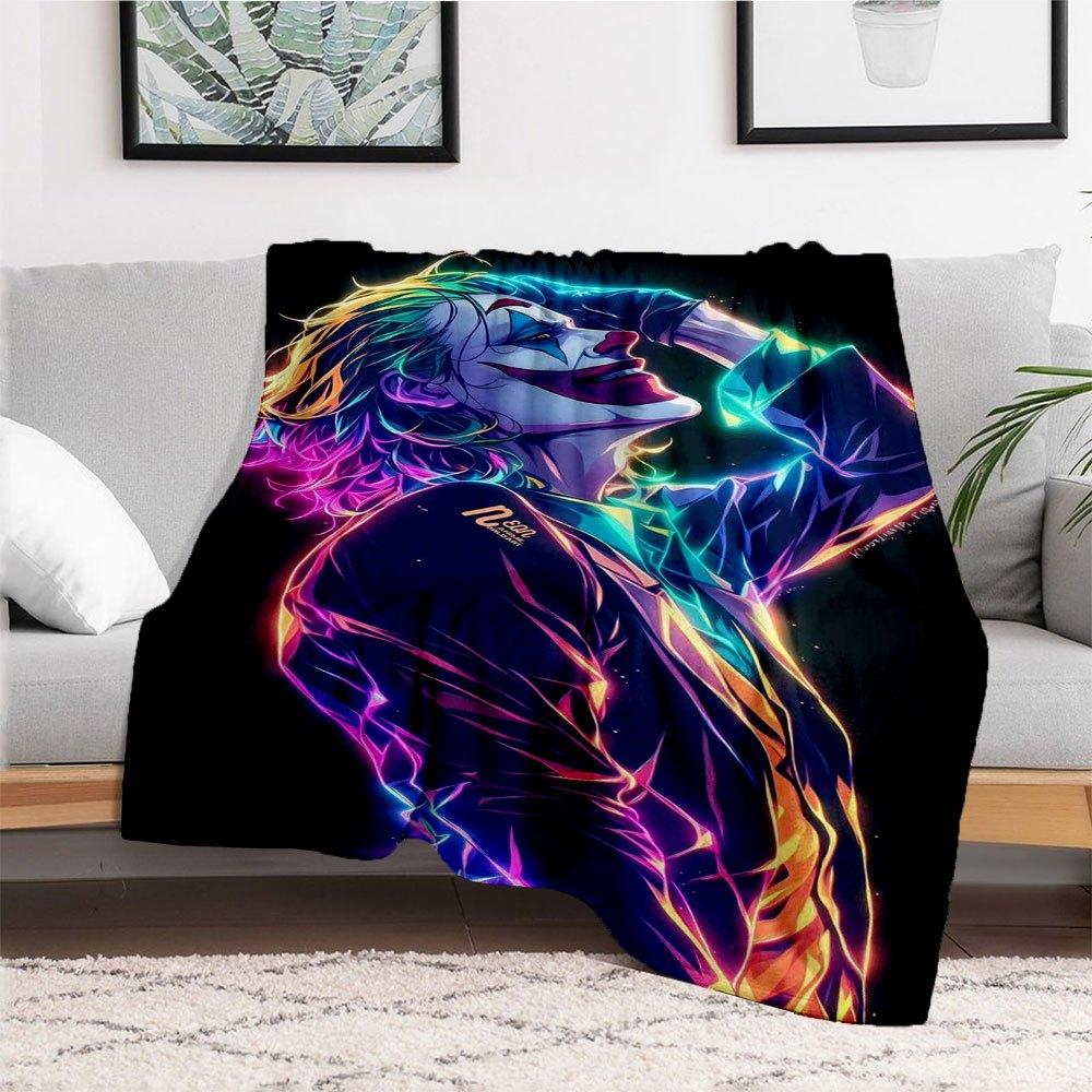 Neon Joker Art Print - Colorful Wall Decor for Bedroom or Living RoomBlanket Flannel Throw Blanket for Sofa, Bed, Travel, Camping, Office