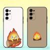 Чехол для телефона Howl's Moving Castle Calcifer для Samsung S25, S24, S21, S22, S23, S30, Ultra, S20, Plus, Fe, Lite, Note, 10, Черная крышка