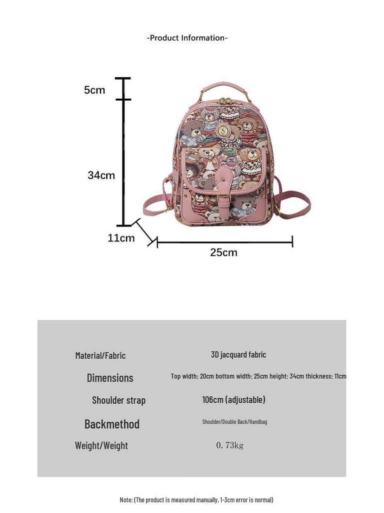 Hello Kitty Women's Cute Bear Backpack - 2025 Street Fashion Cartoon Style