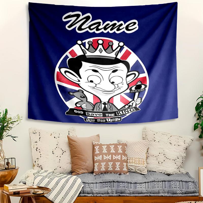 Personalized Mr. Bean Background Tapestry,Custom Name Birthday Party,Multifunctional Wall Decoration for Home Decor,Various Occasions