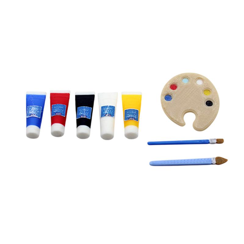 1/12 кукольный домик мини пигмент тюбик кисть палитра модель кукольный домик комната для рисования художественные принадлежности украшения кукольный дом аксессуары