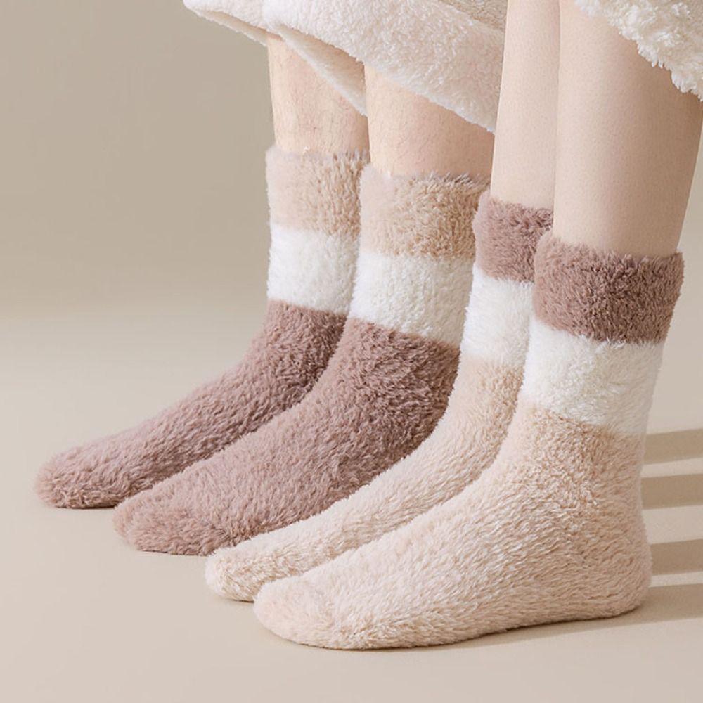 Winter Floor Plush Socks Sleeping Mid Tube Socks Women Comfortable Coral Fleece Socks Winter