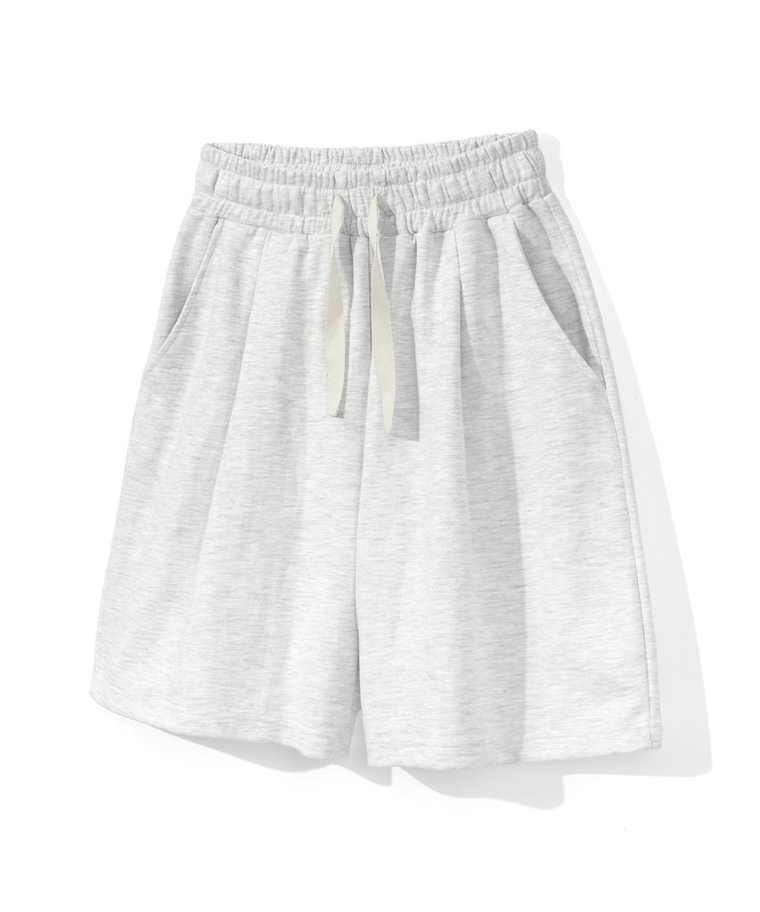COSTUME O’CLOCK [Coolpass] Elastic Waist Wide One-Pleat Sweat Shorts 3 Colors