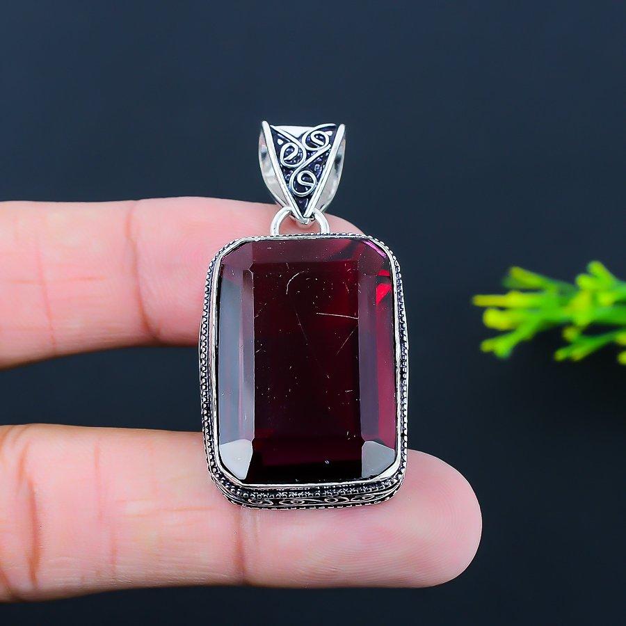 Подвеска из серебра 925 пробы с мозамбикским гранатом, 1,81 дюйма, n6L92