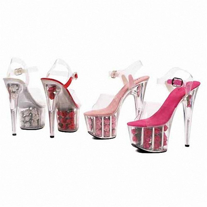 Женская обувь, модные туфли с дырявым носком, рыбий рот, кристаллы и цветы, туфли на тонком каблуке, модные танцевальные сандалии, каблук 20 см, платформа 10 см YKC