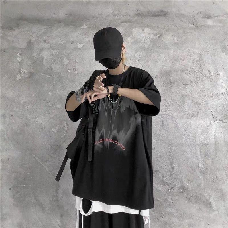 Men Harajuku T Shirt Gothic Punk Short Sleeve O Neck Tops Summer Loose Oversize Streetwear Y2K Tshirt