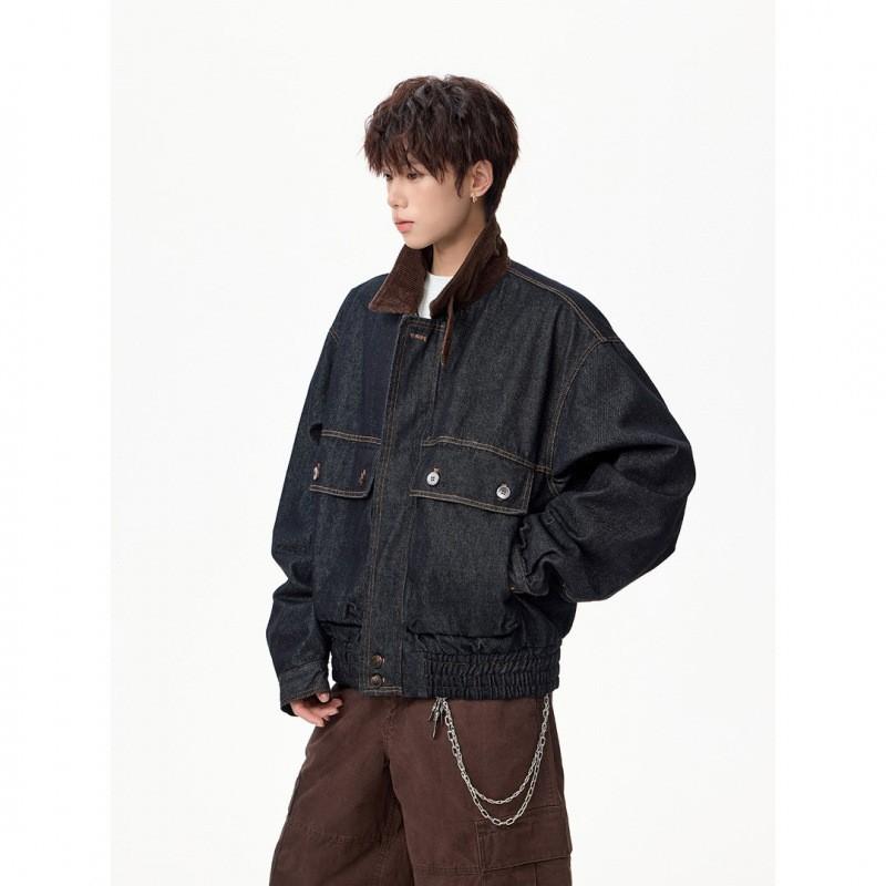 Mens Vintage Corduroy Workwear Jacket Loose Fit Casual Short Coat Fall