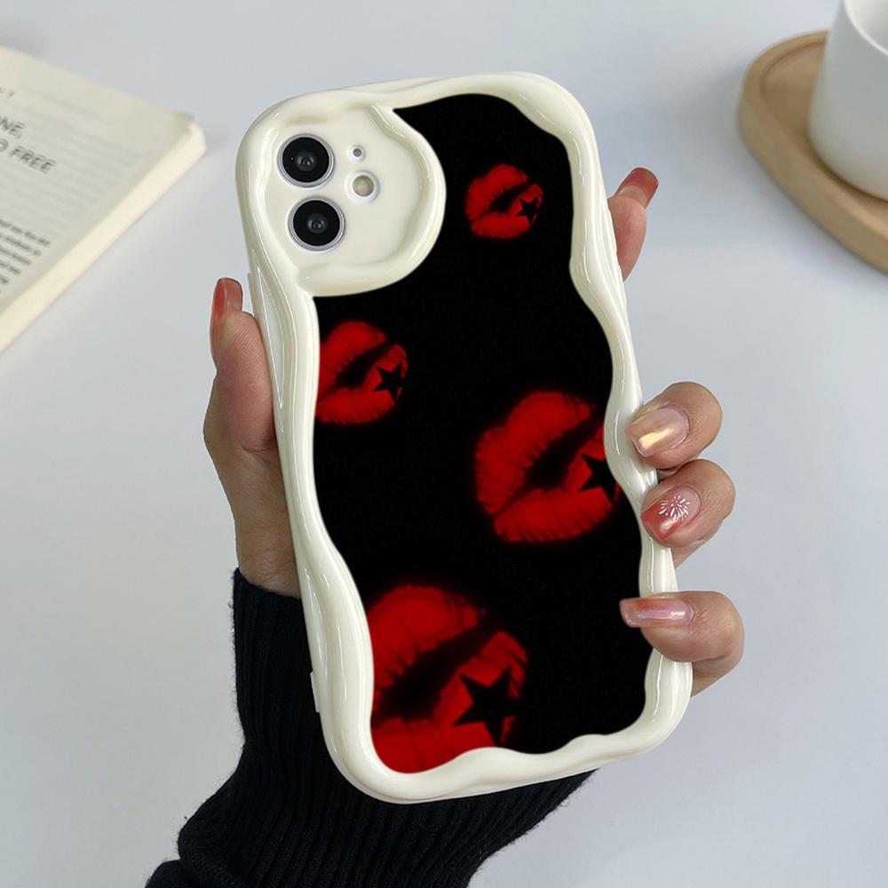Чехлы для телефонов LZ19 Lips kiss art с прозрачной мягкой волной для Samsung S24 S23 Ultra S20 FE A54 A14 A52s A51 S10 Huawei Honor 90, защитная задняя крышка