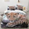Комплект пододеяльника с животным принтом Леопард 3D Постельное белье Твин/Квин/140x200, Сверхмягкое полиэстеровое постельное белье, Машинная стирка Домашний декор