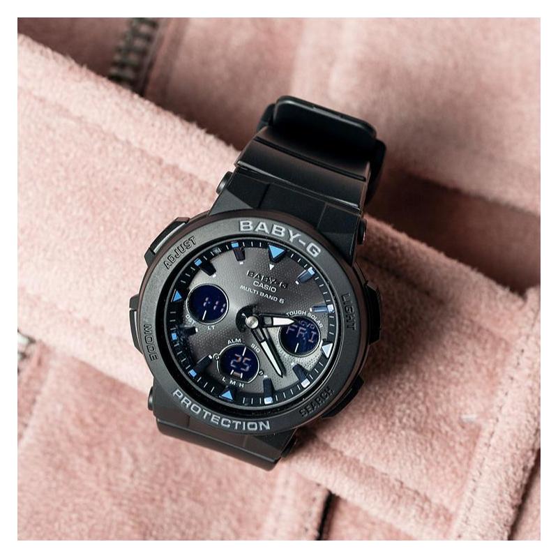 Casio BABY-G Многофункциональные Радиоуправляемые Солнечные Спортивные Водонепроницаемые Кварцевый Механизм Ремешок из Смолы Японские и Корейские Часы Женские Часы Черные BGA-2500-1APR