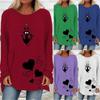 Fashion Women's Clothing Autumn and Winter Women's Cat Printed Round Neck Casual Long Sleeve T-Shirt Loose Blouse Tops Plus Size