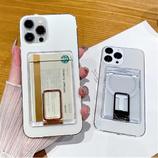 Для кошелька Magsafe Магнитный прозрачный чехол Для iPhone 17 16 Pro Max 15 14 13 12 11 Samsung S25 S24 S23 S22 Подставка Слот Держатель для карт