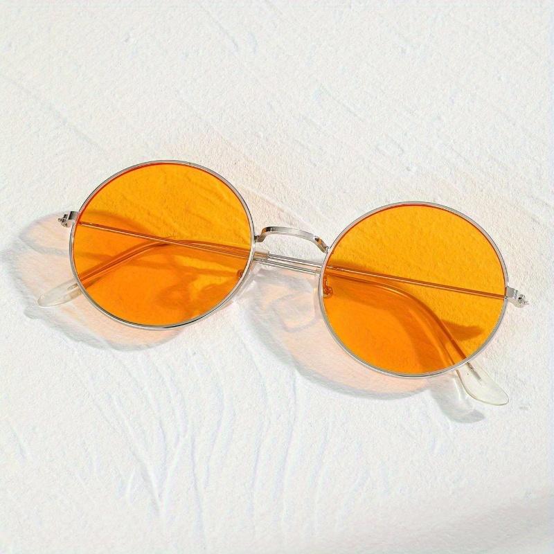 1 пара Мужские очки круглой формы с тонированными линзами, модные очки для украшения, винтажные пляжные аксессуары, очки-шейды, фестивальные очки для летнего пляжного отдыха