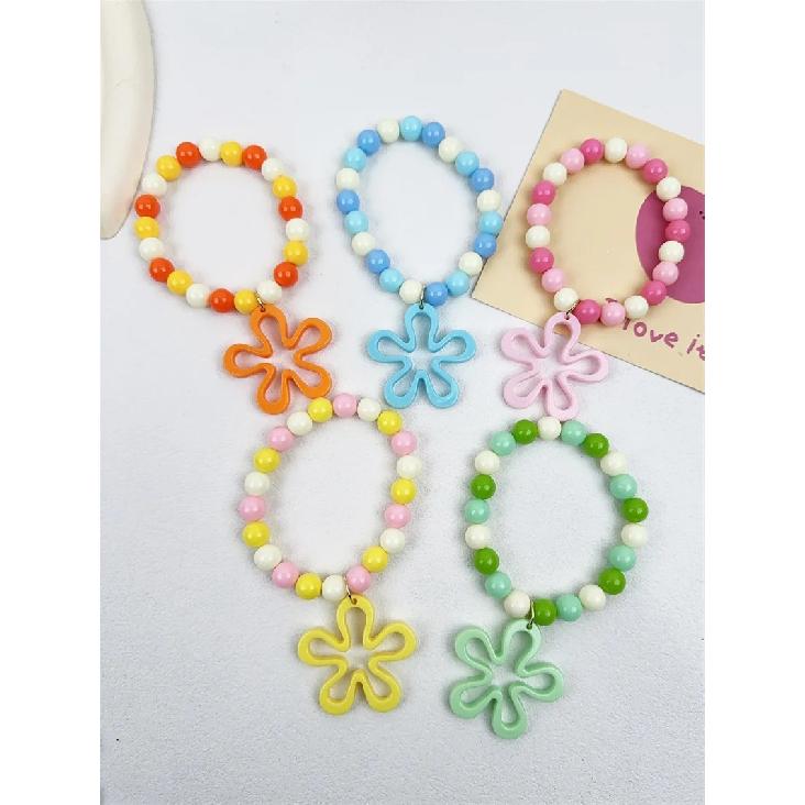 Sweet and Adorable Pet Necklace with Flower Pendant Handmade Beaded Cartoon Cat and Dog Adjustable Collar Pet Supplies Accessory