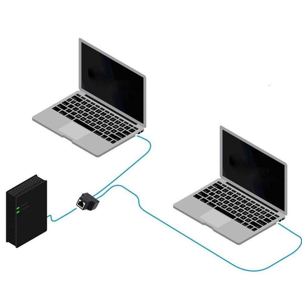 1 To 2 adapter For Ethernet Cable Splitter Rj45 8P8C PC Version Simultaneous Internet Access IPTV Broadband Three Way Connect
