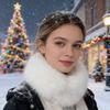 Поддельный шарф с пышной отделкой воротника, регулируемая застежка на пуговицы, меховой шарф на шею, съемный плюшевый зимний утеплитель, накидка-воротник, термошарф