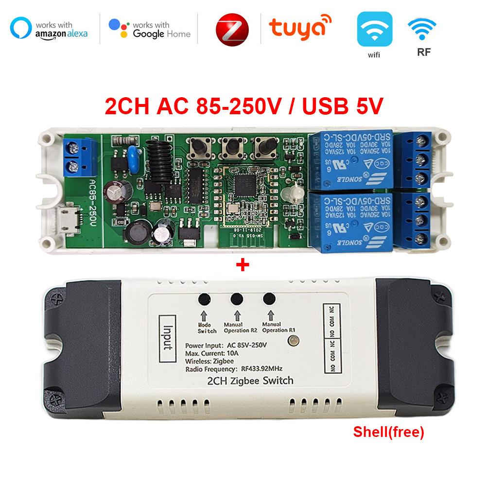 4-канальный модуль коммутатора Zigbee Smart Life Gate 12 В 24 В 32 В 220 В 1/2/4-канальное реле RF433 для шлюза 2MQTT SmartThings Tuya APP