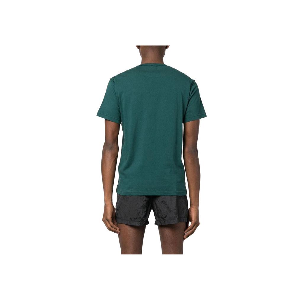 STONE ISLAND Мужская футболка с коротким рукавом и круглым вырезом, однотонная, с логотипом-патчем, Ss23, Зеленая, 101523757-V0053