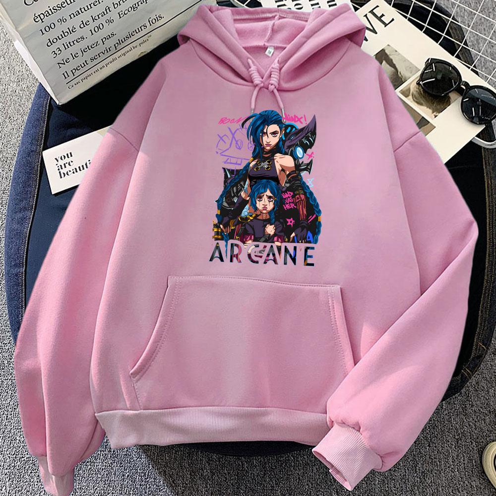 Толстовки Jinx Arcane с капюшоном с длинным рукавом для мужчин/женщин, уличная женская повседневная игровая графическая одежда, зимний теплый пуловер