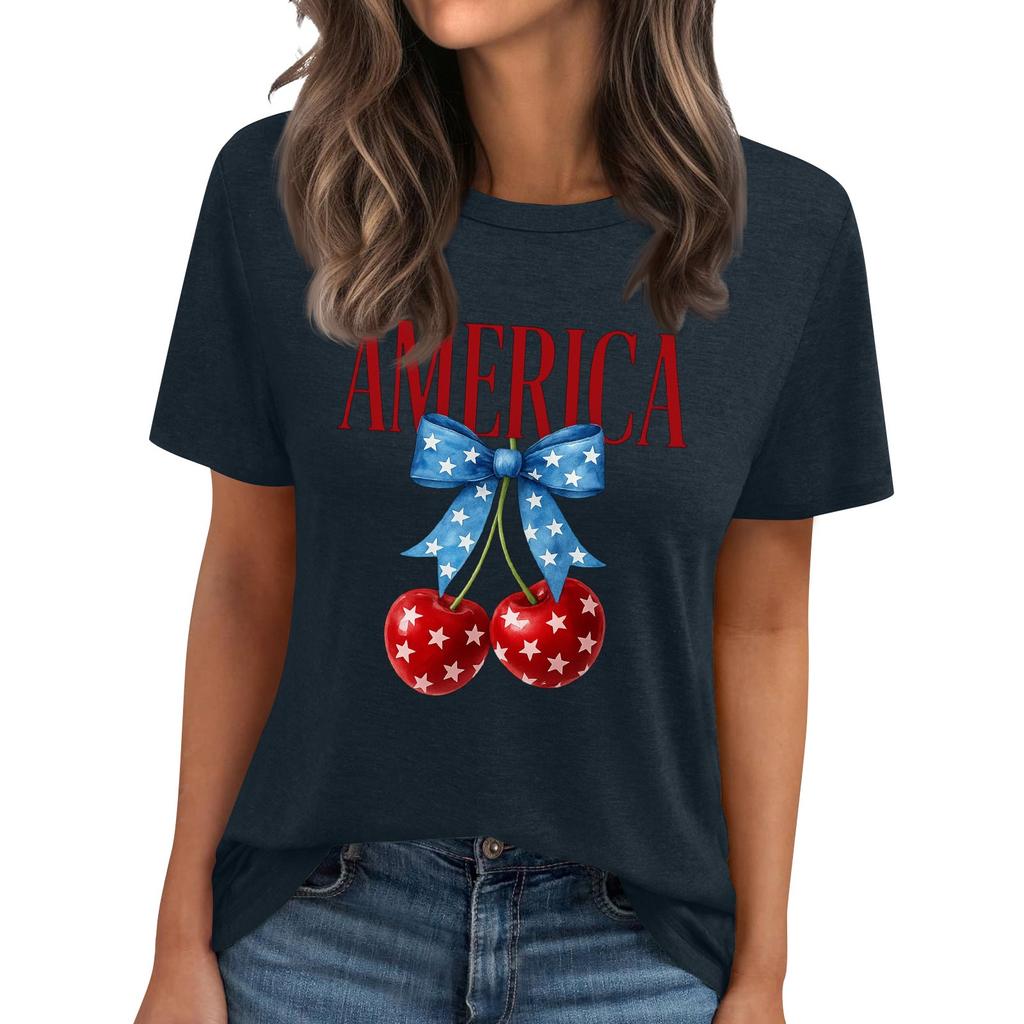 Женская футболка с круглым вырезом и короткими рукавами с принтом