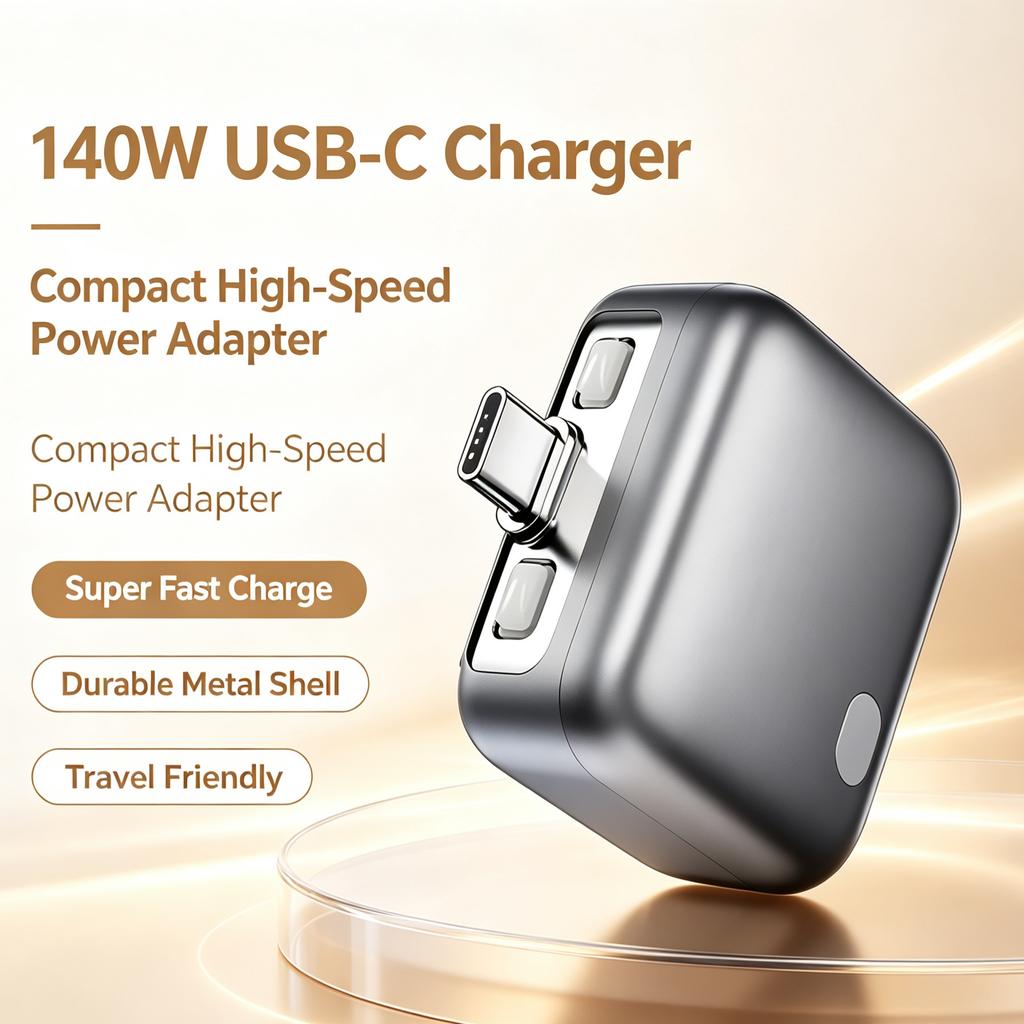 Сверхбыстрое USB-C зарядное устройство 140 Вт Автоматическое отключение Защита аккумулятора Адаптер питания Для телефонов Ноутбуков Планшетов Домашнее Использование в Путешествиях