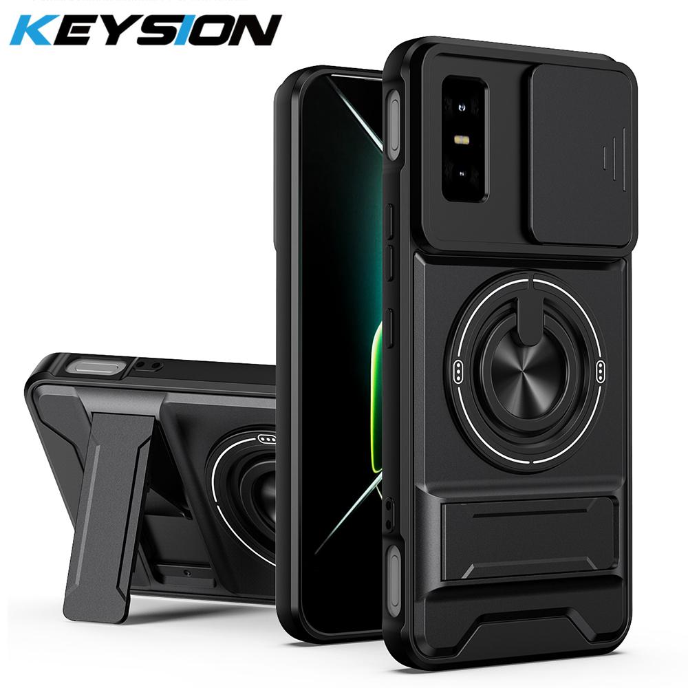 KEYSION Магнитный чехол для телефона для Infinix GT 30 30 Pro 5G Защита камеры со сдвижной крышкой Вертикальная подставка Кольцо 360 Ударопрочная задняя крышка