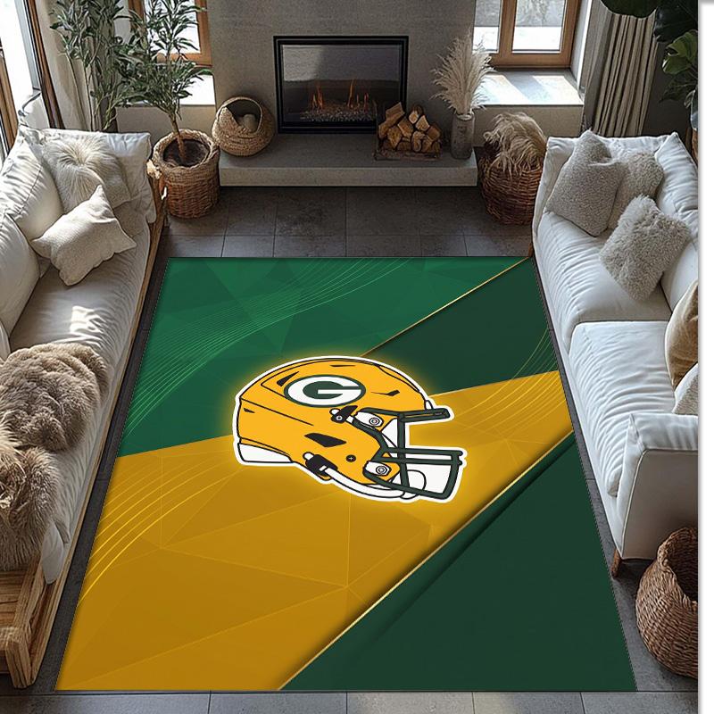 Green Bay Packers Crystal Velvet Carpet Soft Anti?Slip Floor Mat Comfortable Home Living Room Bedroom Decor Rug