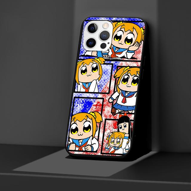Чехол с аниме Pop Team Pipi для Apple Iphone 14 11 13 Mini 12 Pro Max Xr 7 8 + Se 2020 Xs 6 6s Plus 5 5S, черный силиконовый чехол для телефона