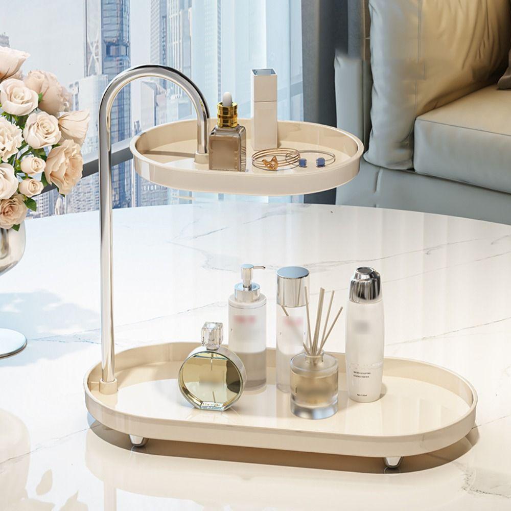 Space Saving Desktop Storage Tray Stainless Steel Rod Makeup Storage Display Stand Kitchen