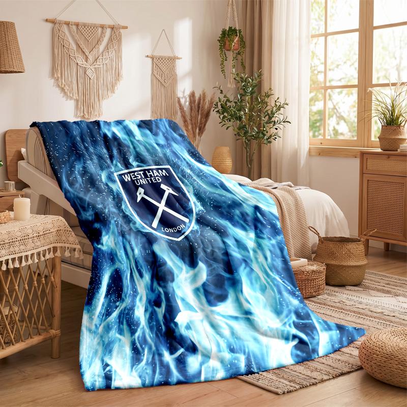 West Ham United Football Print Flannel Blanket Soft Warm Sofa Bed Throw Blanket For Home Office Bedroom