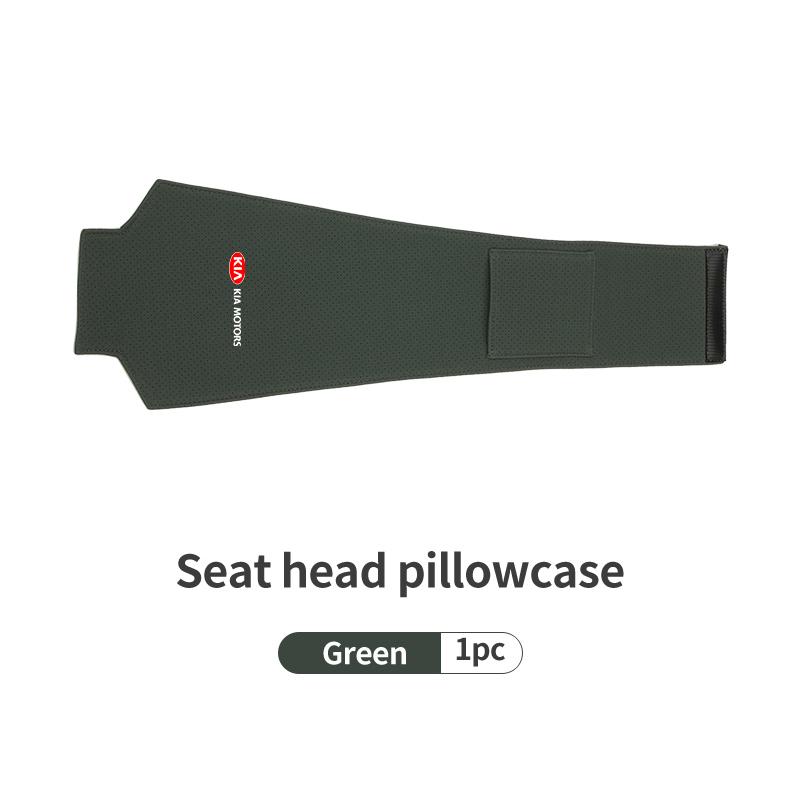 AAAFR1 Car Logo Headrest Cover Suede Perforated Breathable Head Pillowcase Pads For KIA Cerato Proceed Venga Stonic Picanto Sorento