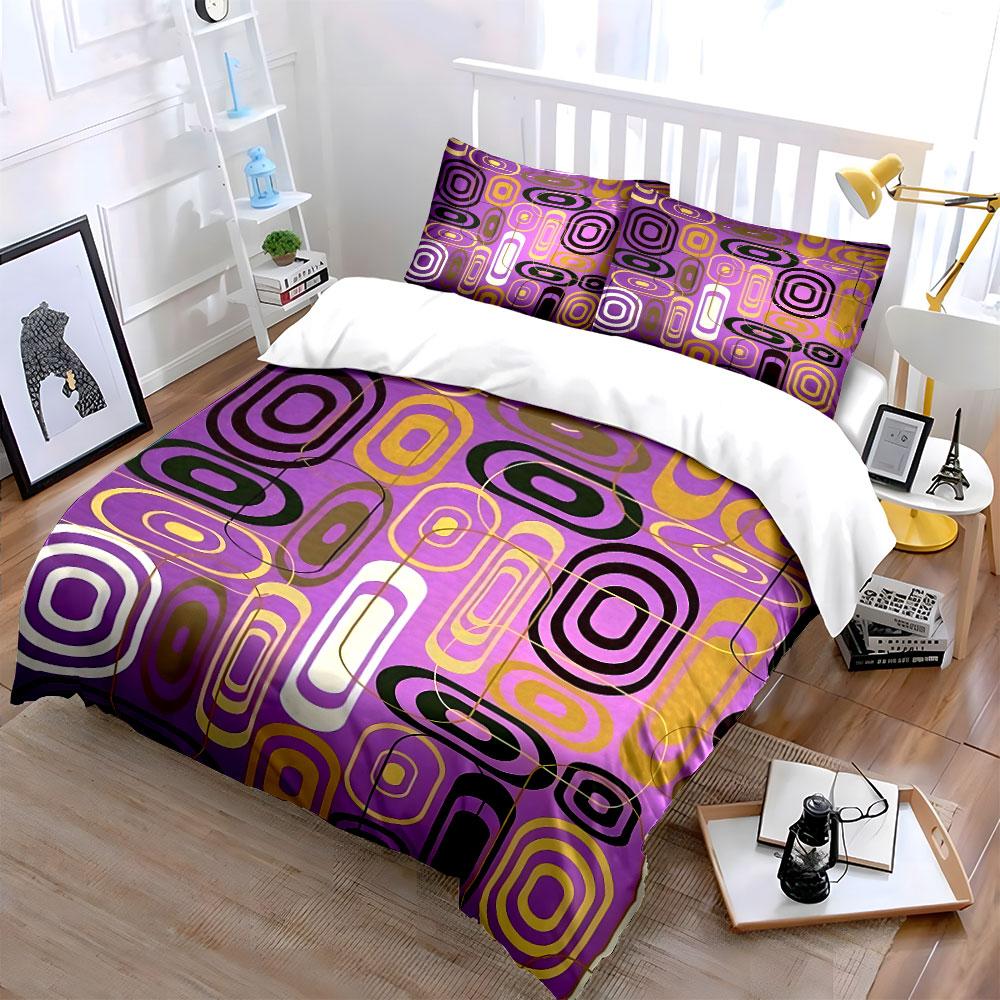 Retro Geometric Pattern Bedding Bedding Duvet Cover Set Duvet Cover Pillowcases  (1 * Duvet Cover 2 * Pillowcases, without duvet insert)