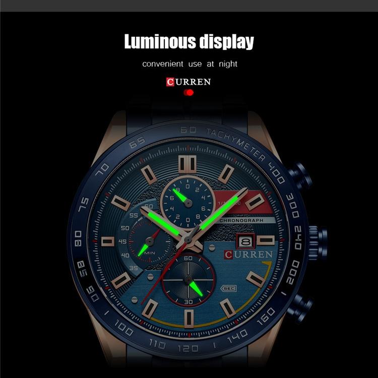 CURREN Мужские многофункциональные спортивные часы со стальным ремнем, мужские модные повседневные часы с шестью контактами
