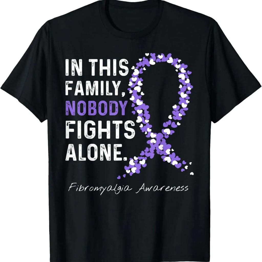 Premium Comfort In This Family Nobody Fights Alone Fibromyalgia Awareness T Shirt vintage Washed fashion Soft designer clothes