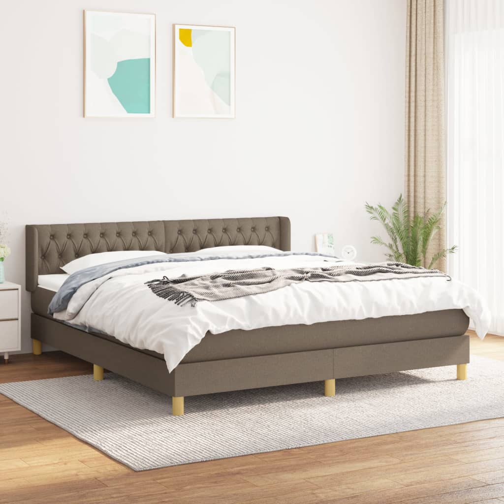 Vidaxl Континентальная кровать с матрасом, цвет тауп, ткань, 180x200 см
