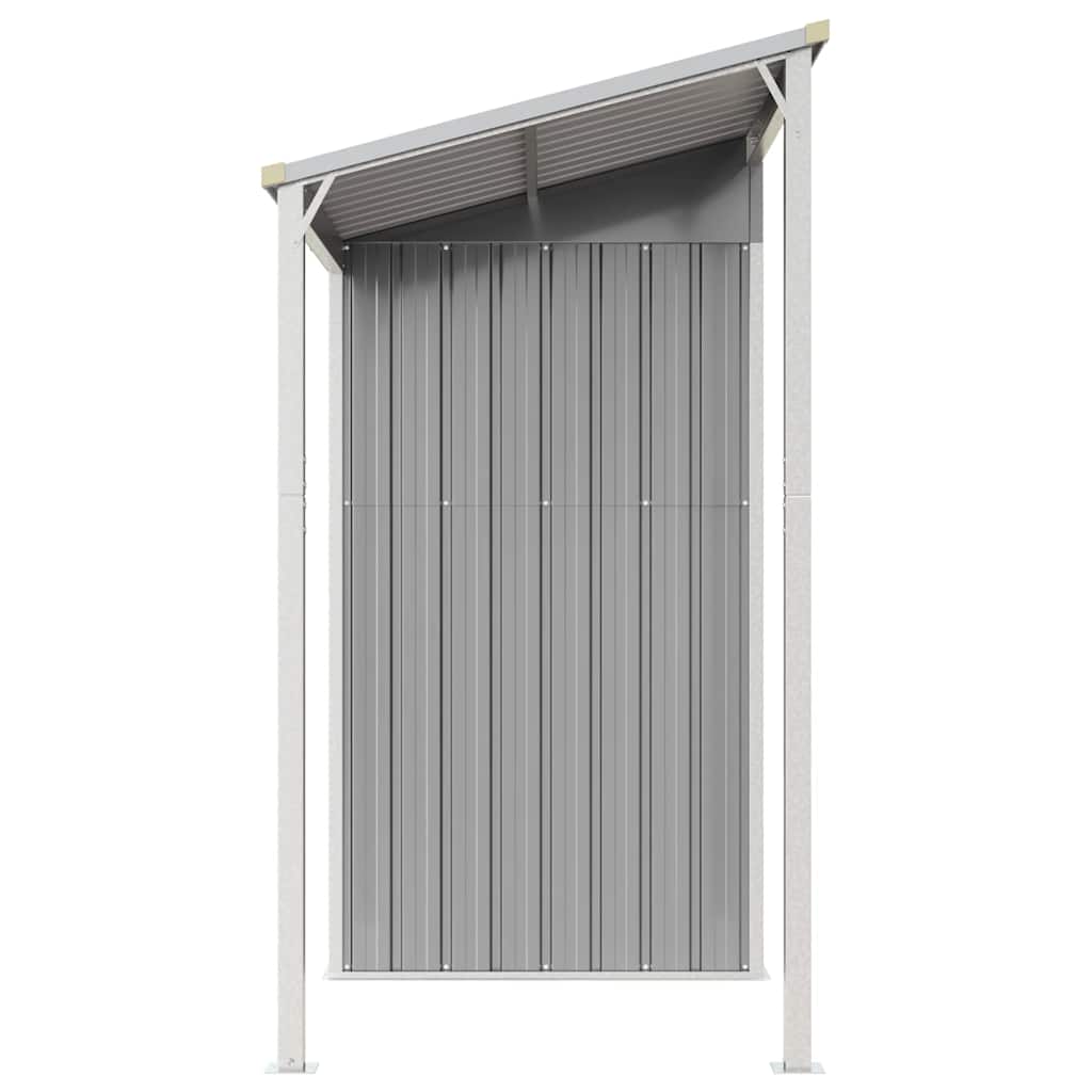 Garden Shed with Extended Roof Light Grey 277 x 107 x 181 cm Steel