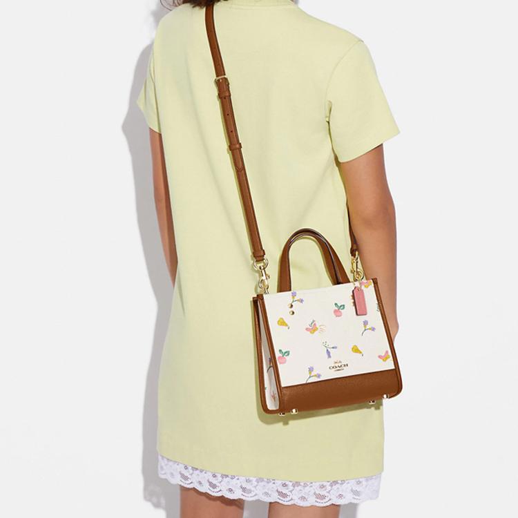 New COACH Dempsey Fabric With Cow Leather Tote Bag, Shopping Bag, Shoulder Bag, Crossbody Bag, Handbag Small Women's Brown C8253-IMTVF