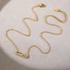 Chain Necklace Matching Ring In Stainless Steel Gold Plated With Movable Zircon Pendant Necklaces Adjustable Rings For Women
